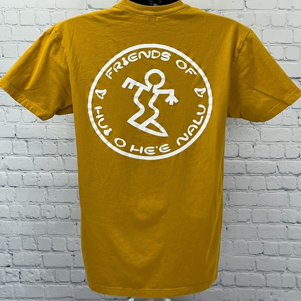Friends of Hui O He'e Nalu T Shirt M Medium Yellow Surfer Surfing Da Hui Hawaii